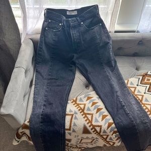 Split color black and grey A&F jeans